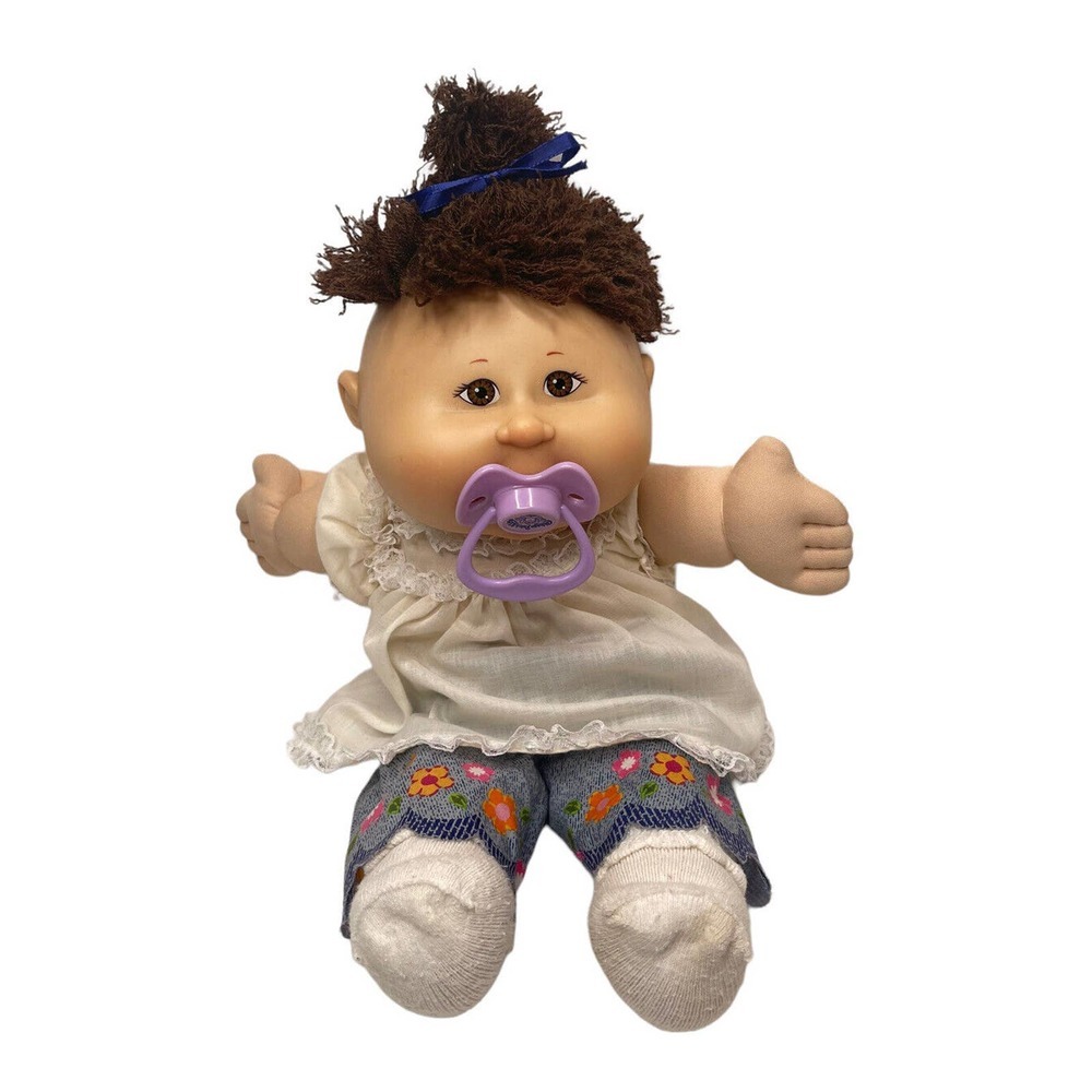 Cabbage Patch Kids 2006 Girl Doll Short Brown Hair‎ Brow Eyes Pacifier 15"